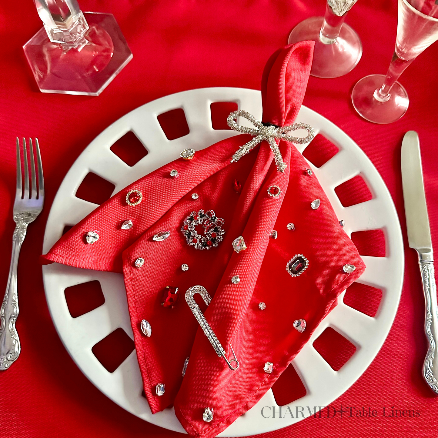 Charmed Table Linens - Napkins - Red