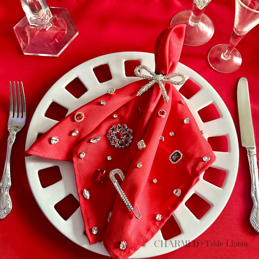 Charmed Table Linens - Napkins - Red