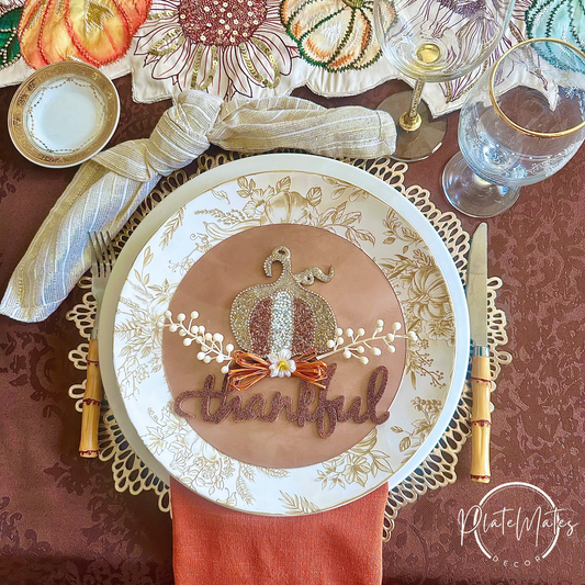 Thankful - Bronze/White/Gold - Tablescape and Table Setting Decor